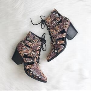 Sam Edelman Elena Studded Cutout Ankle Boot Snake Print